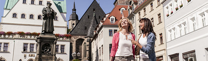 Market square, Lutherstadt Eisleben, Luther, monument, people