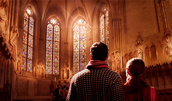 Luther's place, Naumburg, founder figure, collegiate church, Romanesque street, church, people